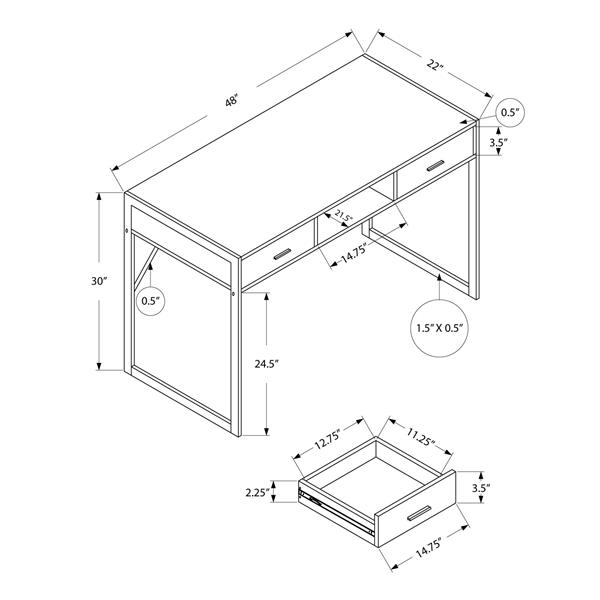 Monarch  30-in x 48-in Cappuccino Computer Desk