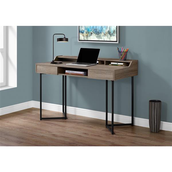 Bureau d'ordinateur, 48 po, taupe foncé