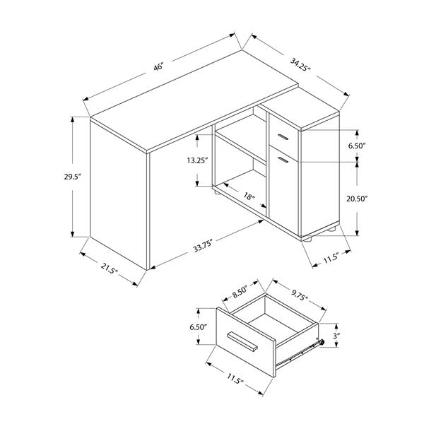 Monarch  29.5-in x 46-in White Computer Desk