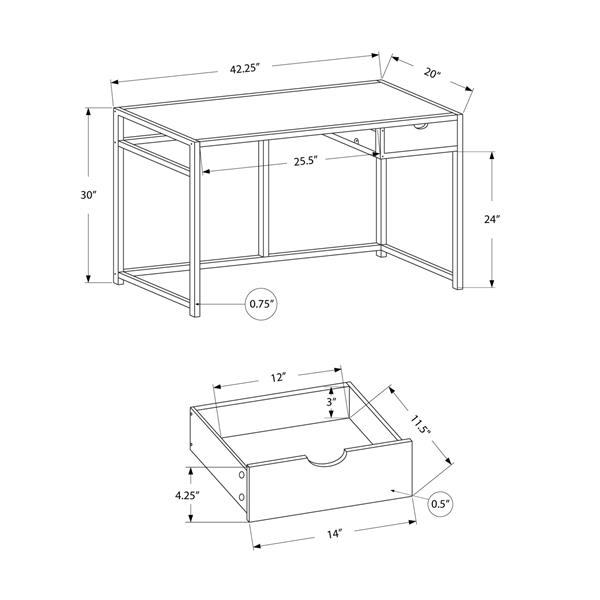 Monarch  30-in x 42.25-in White Computer Desk