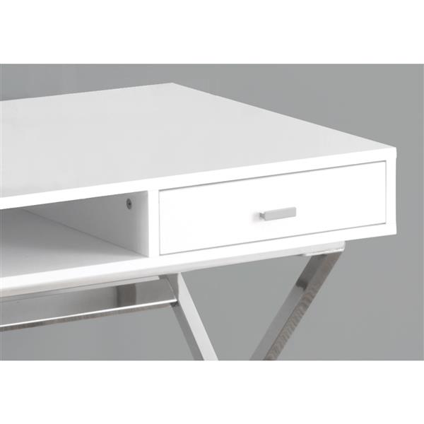 Bureau d'ordinateur, 48 po, blanc