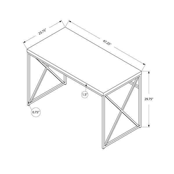 Monarch  29.75-in x 47.25-in White Computer Desk