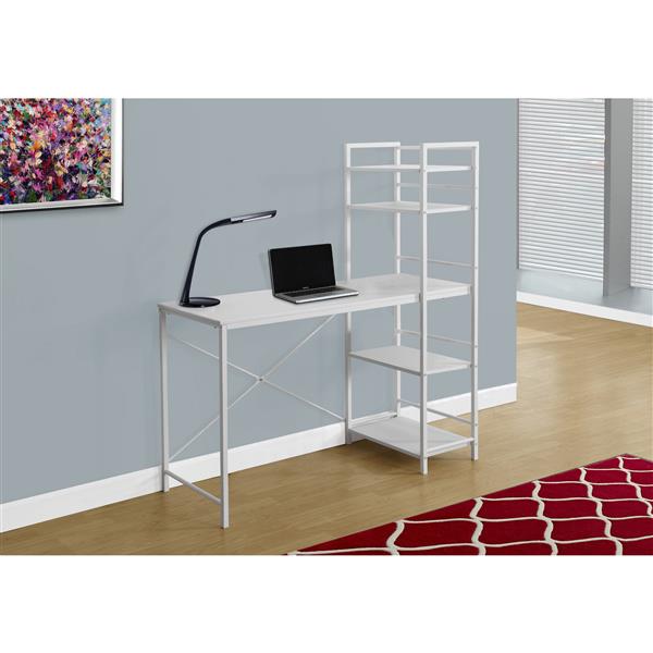 Bureau d'ordinateur, 48 po, blanc