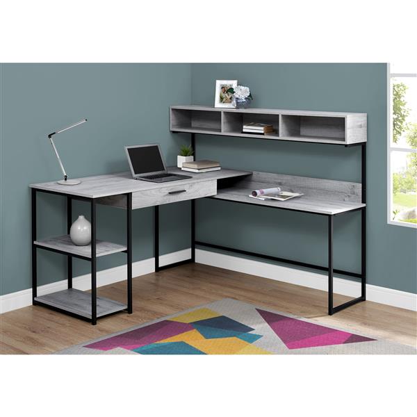 Monarch  47.25-in x 59-in Grey Computer Desk