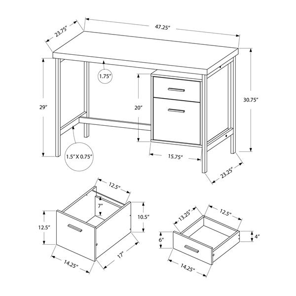 Monarch  30.75-in x 47.25-in White Computer Desk