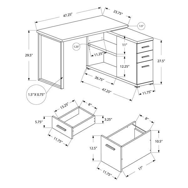 Monarch  29.5-in x 47.25-in White Computer Desk