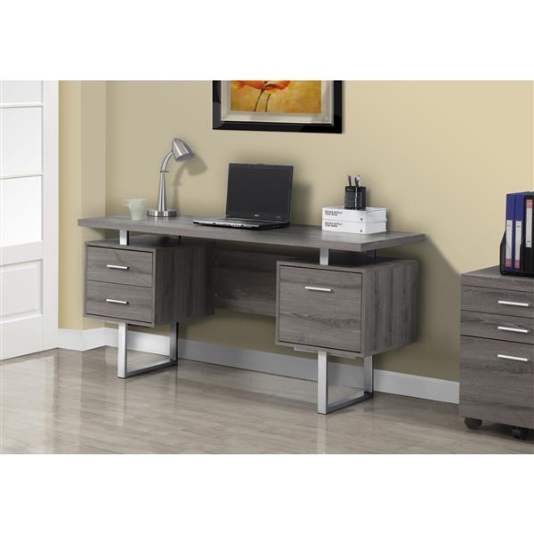 Bureau d'ordinateur, 60 po, taupe foncé