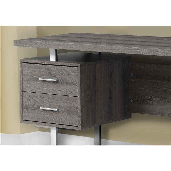 Bureau d'ordinateur, 60 po, taupe foncé