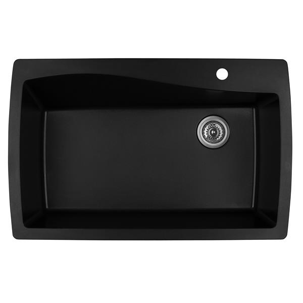 Karran 34-in Black Quartz Large Single Bowl Kitchen Sink