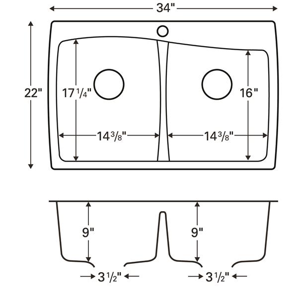 Karran Brown Quartz 34-in Double Kitchen Sink