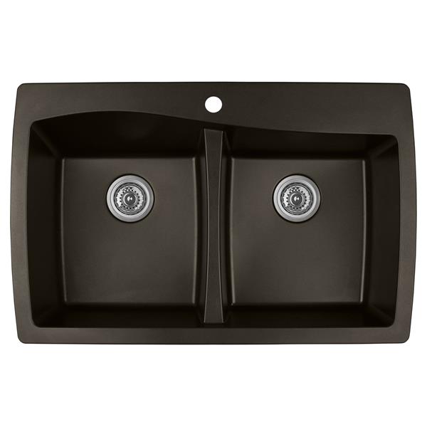 Karran Brown Quartz 34-in Double Kitchen Sink