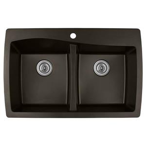 Karran Brown Quartz 34-in Double Kitchen Sink