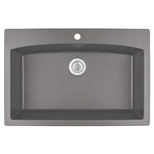 Karran 33-in Concrete Quartz Large Single Bowl Kitchen Sink with Single Hole