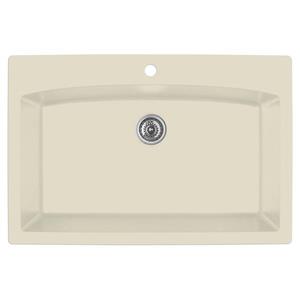 Évier de cuisine simple Karran, grande cuve, 33 po, quartz, bisque