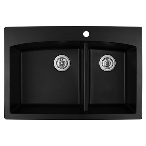 Karran 33-in Black Quartz 1.5 Kitchen Sink