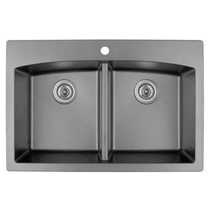 Karran Gray Quartz 33-in Double Kitchen Sink