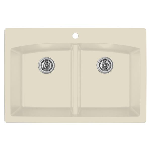 Karran Bisque Quartz 33-in Double Kitchen Sink