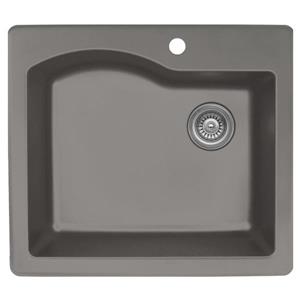 Karran 25-in Concrete Quartz Large Single Bowl Kitchen Sink with Single Hole