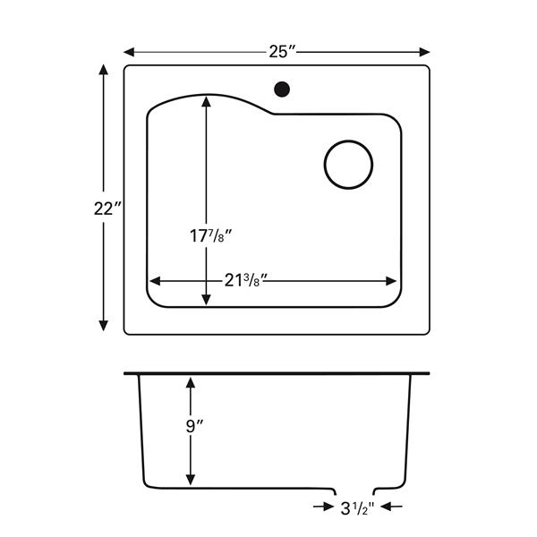 Karran 25-in Brown Quartz Large Single Bowl Kitchen Sink with Single Hole