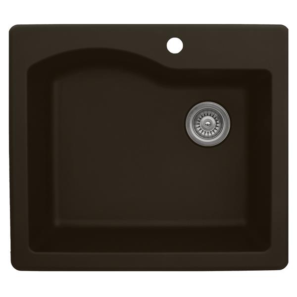 Karran 25-in Brown Quartz Large Single Bowl Kitchen Sink with Single Hole