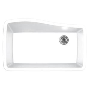 Karran 33.5-in White Quartz Undermount Large Single Bowl Kitchen Sink