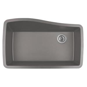 Karran 33.5-in Concrete Quartz Undermount Large Single Bowl Kitchen Sink