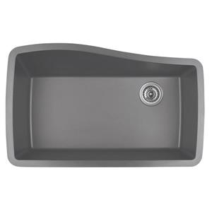 Karran 33.5-in Gray Quartz Undermount Large Single Bowl Kitchen Sink