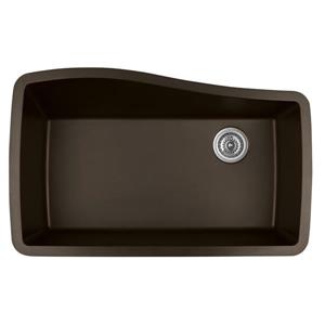 Karran 33.5-in Brown Quartz Undermount Large Single Bowl Kitchen Sink