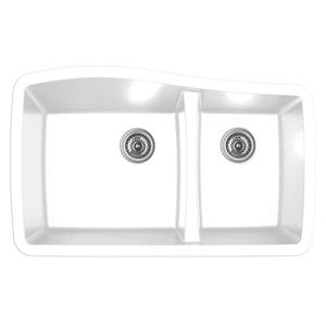 Évier de cuisine Karran 1-1/2, 33,5 po, quartz, blanc