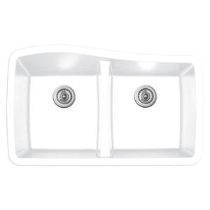 Évier de cuisine double Karran, 33,5 po, quartz, blanc