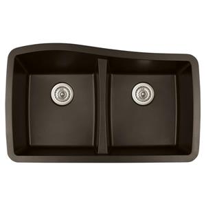 Karran Brown Quartz 33.5-in Double Kitchen Sink