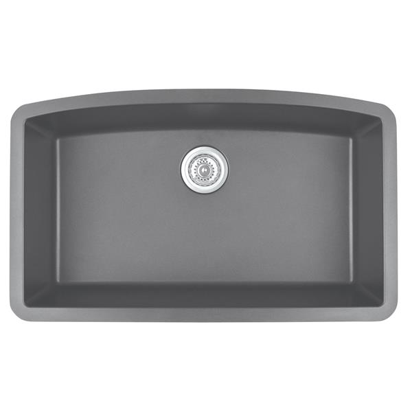 Karran 32.5-in Gray Quartz Undermount Large Single Bowl Kitchen Sink