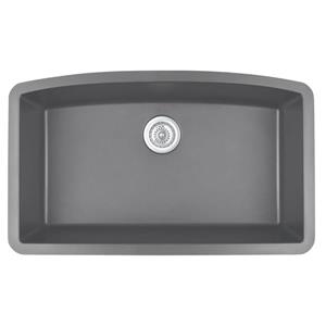 Karran 32.5-in Gray Quartz Undermount Large Single Bowl Kitchen Sink