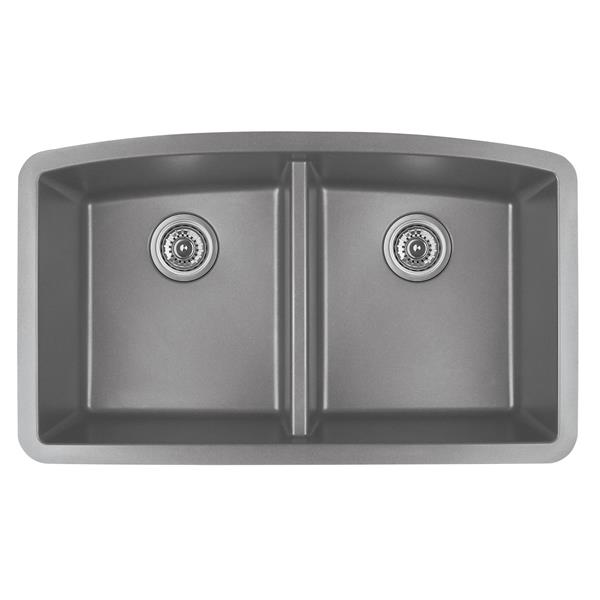 Karran Gray Quartz 32.5-in Double Kitchen Sink