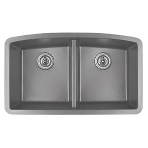 Karran Gray Quartz 32.5-in Double Kitchen Sink