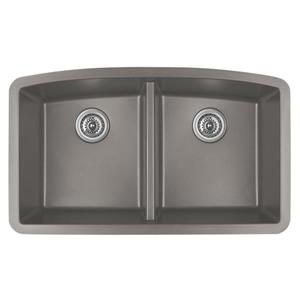 Évier de cuisine double Karran, 32,5 po, quartz, acier