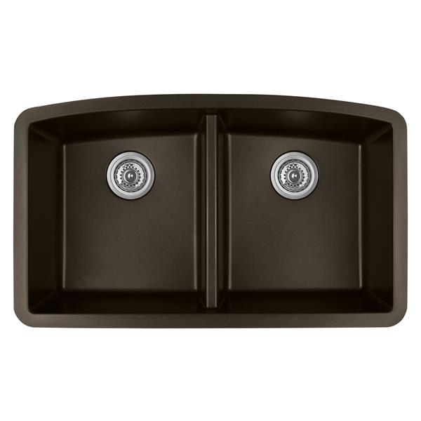 Karran Brown Quartz 32.5-in Double Kitchen Sink