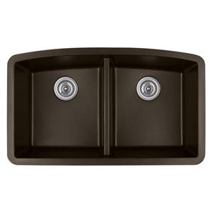 Karran Brown Quartz 32.5-in Double Kitchen Sink