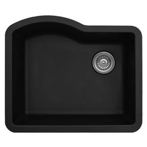 Évier de cuisine simple Karran, 24 po, quartz, noir