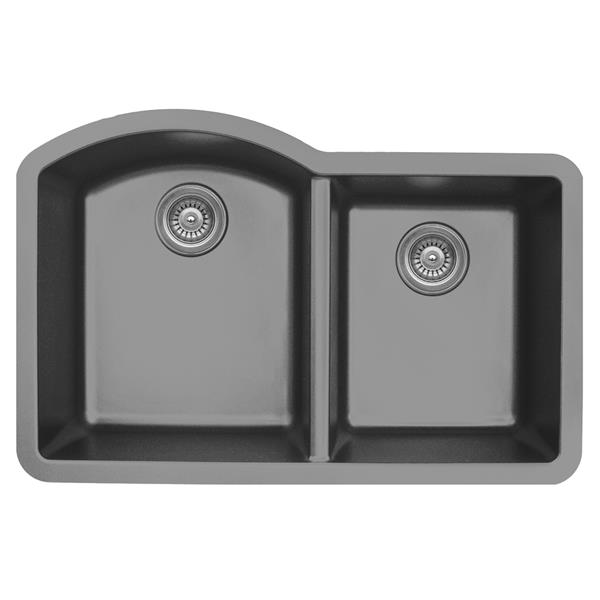 Évier de cuisine Karran 1-1/2, 32 po, quartz, gris