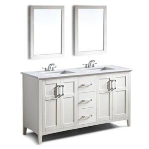 Simpli Home Winston 60-in Off-White Double Sink Bombay Quartz Marble Top Vanity