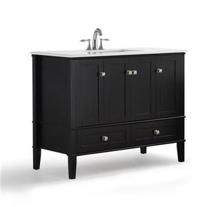 Simpli Home Chelsea 42-in Black Bathroom Vanity with Marble Top