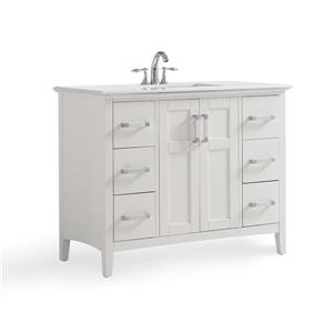 Simpli Home Winston 42-in Off White With Sink Bombay Quartz Marble Top Vanity