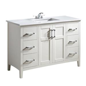 Simpli Home Winston 48-in Off-White With Sink Bombay Quartz Marble Top Vanity