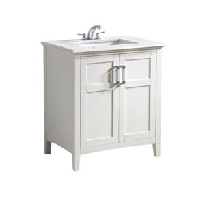 Simpli Home Winston 30-in Off White With Sink Bombay Quartz Marble Top Vanity