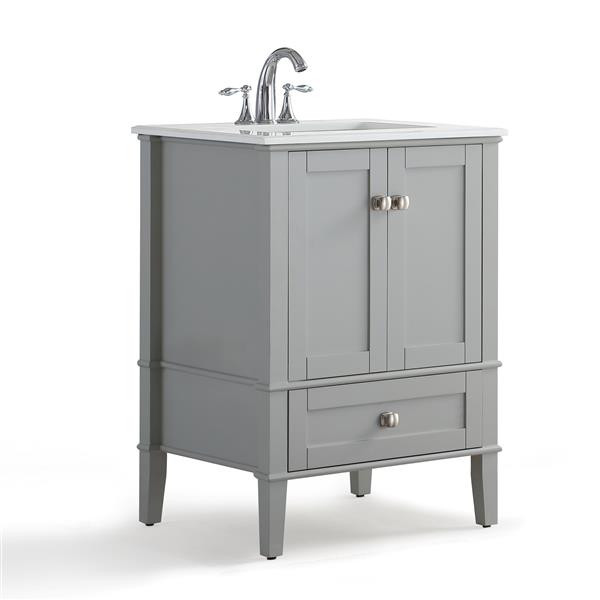 Simpli Home Chelsea 24 In Gray Bathroom Vanity With Marble Top Hhv029gr 24 Rona