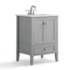 Simpli Home Chelsea 24-in Gray Bathroom Vanity with Marble Top