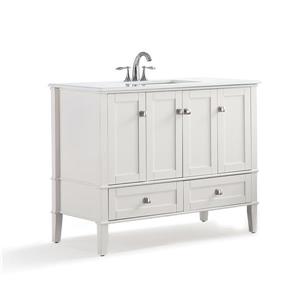 Simpli Home Chelsea 42-in Off White Bathroom Vanity with Marble Top