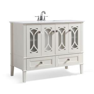 Meuble-lavabo Paige, marbre quartz blanc , 42