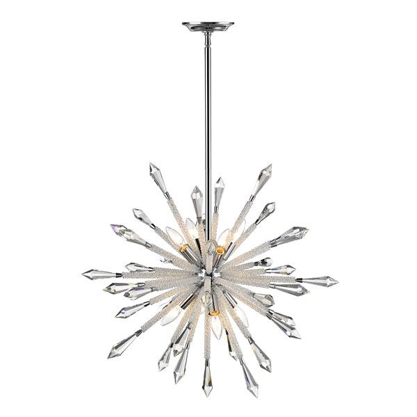 Z-Lite Soleia 26.62-in Chrome And Crystal 8-Light Pendant